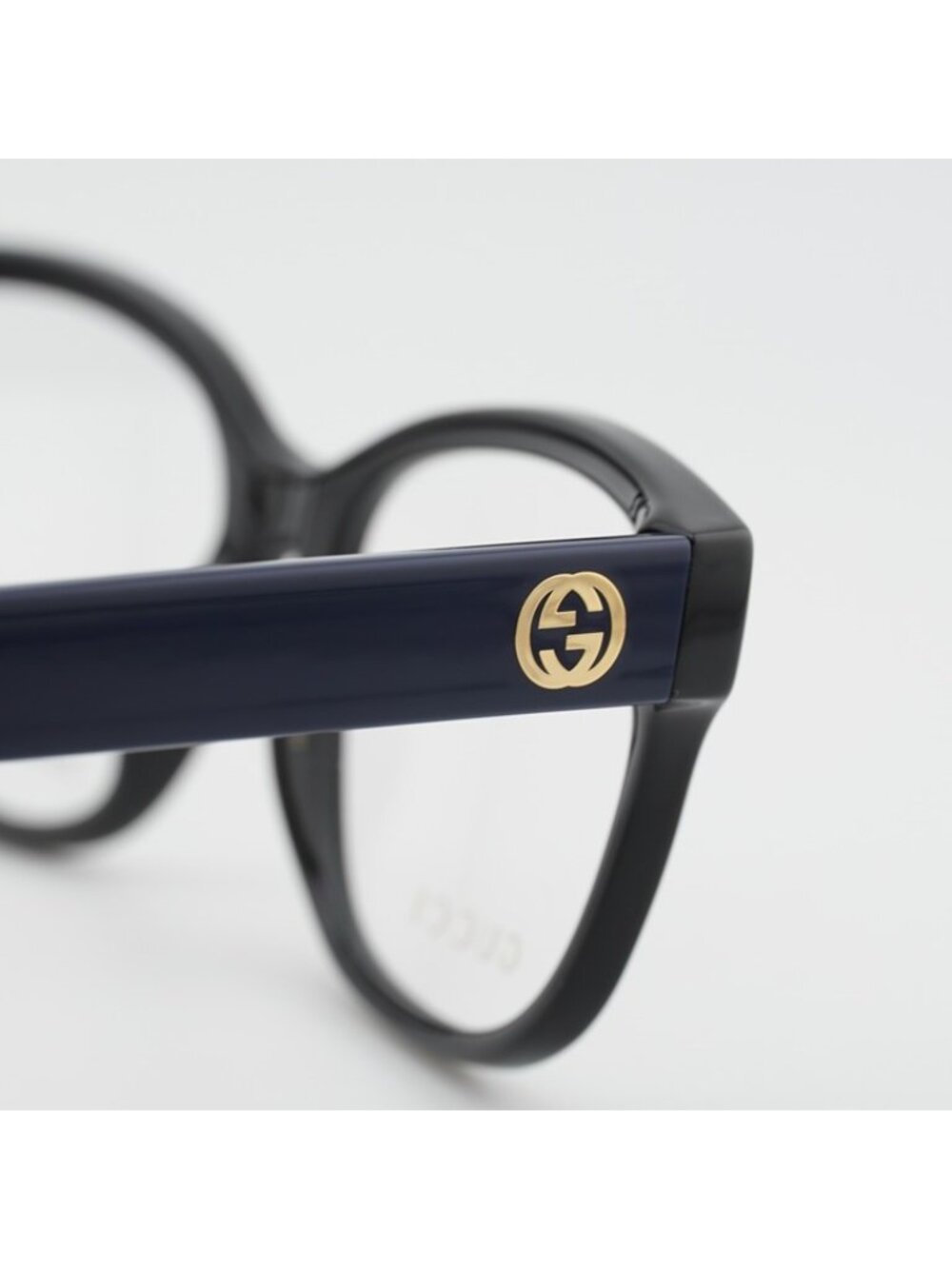 Gucci GG1340O 010 Eyeglasses Shiny Black/Blue 55mm Square Frame - Picture 7 of 11